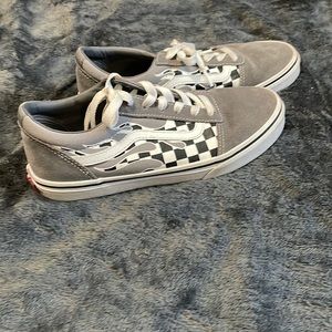 Grey checkered flame vans